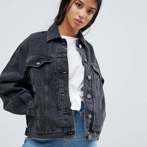ASOS DESIGN petite denim jacket: washed black sz 4
